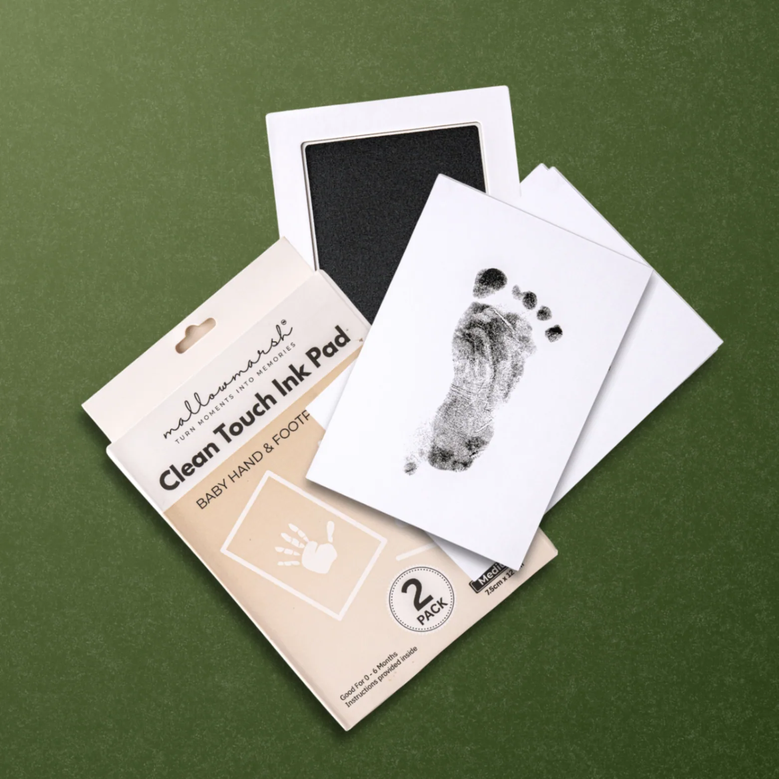 Mother and child using the MallowMarsh™ Clean Touch Ink Pad keepsake kit